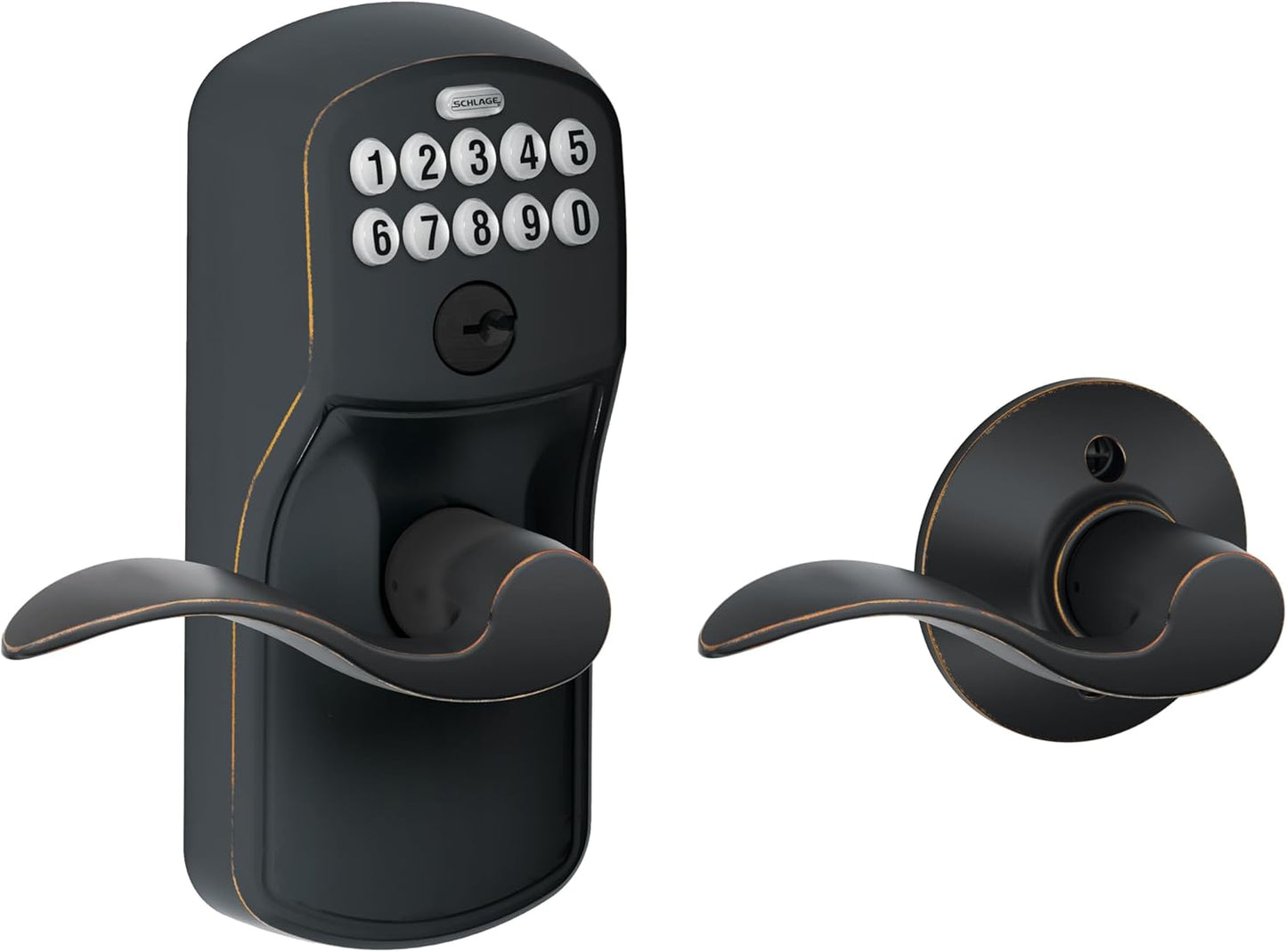 SCHLAGE FE575 PLY 626 ELA Plymouth Keypad Entry with Auto-Lock and Elan Levers, Brushed Chrome