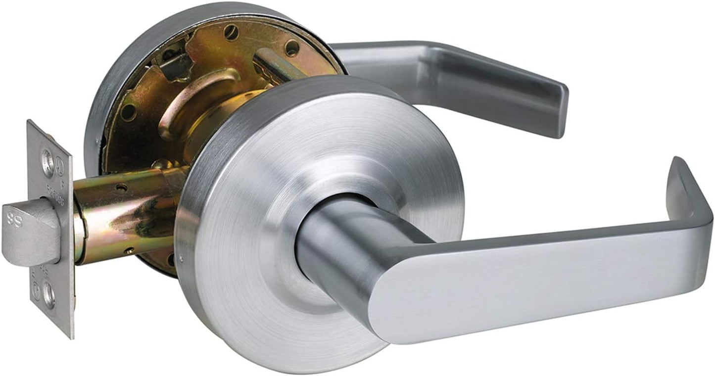 Keyed Entry Grade 2 Commercial Door Locks Heavy Duty Office Door Lever, Non-Handed, UL 3 Hour Fire Rated, ADA Compliant, Satin Chrome Finish 26D, 2-3/4''Backset X-XG-ET-70