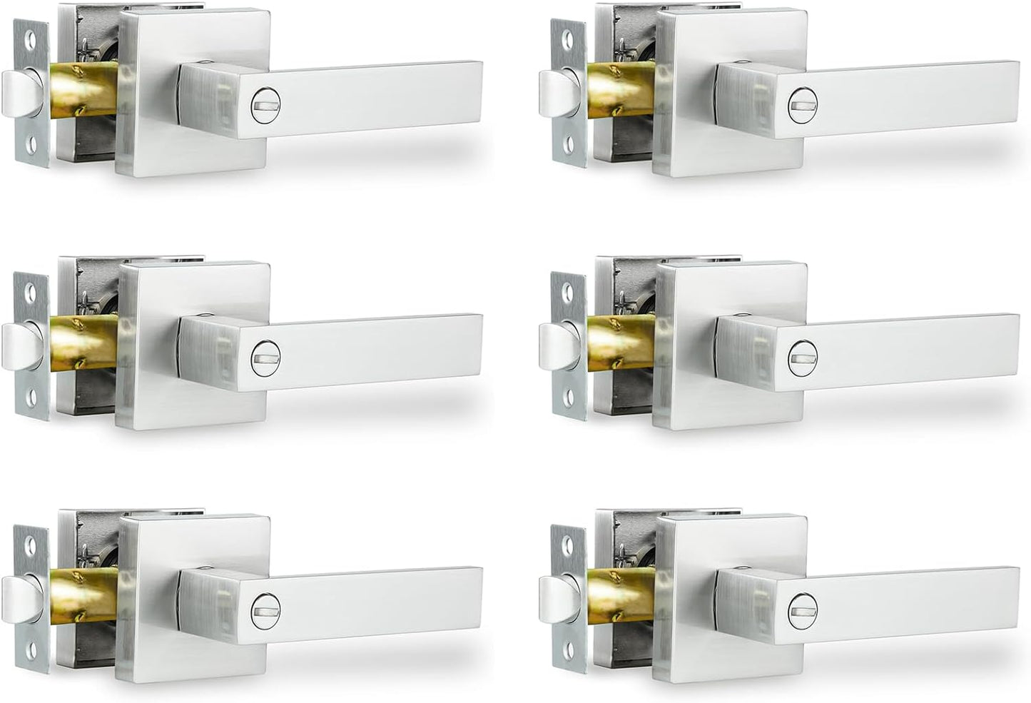 Privacy Door Levers, 8 Pack Matte Black Door Handles Heavy Duty Bed and Bath Door Locks Interior Keyless Locksets, Reversible for Left Right Handed Doors