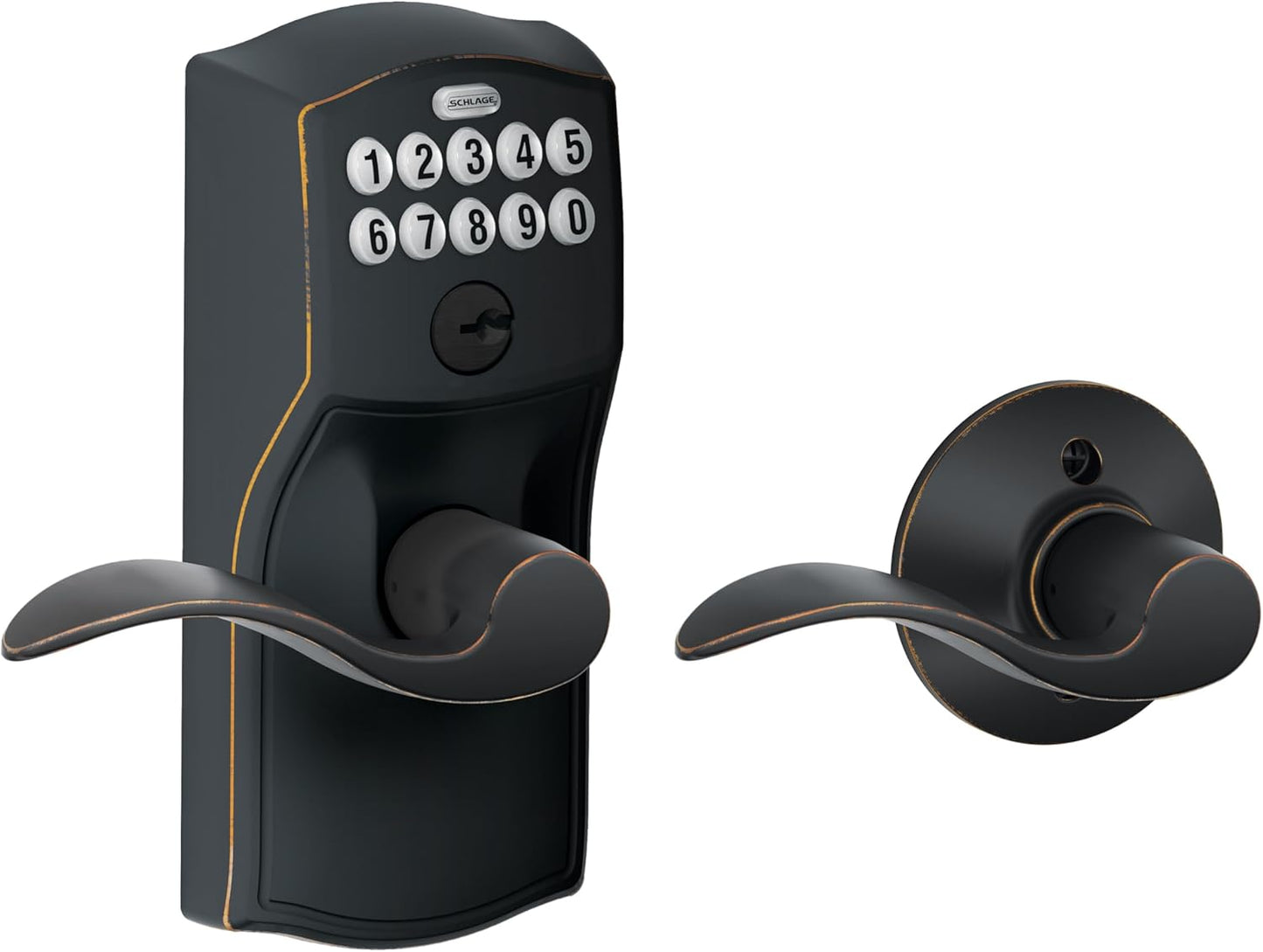 SCHLAGE FE575 PLY 626 ELA Plymouth Keypad Entry with Auto-Lock and Elan Levers, Brushed Chrome
