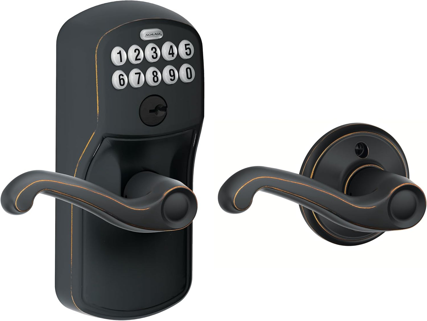 SCHLAGE FE575 PLY 626 ELA Plymouth Keypad Entry with Auto-Lock and Elan Levers, Brushed Chrome