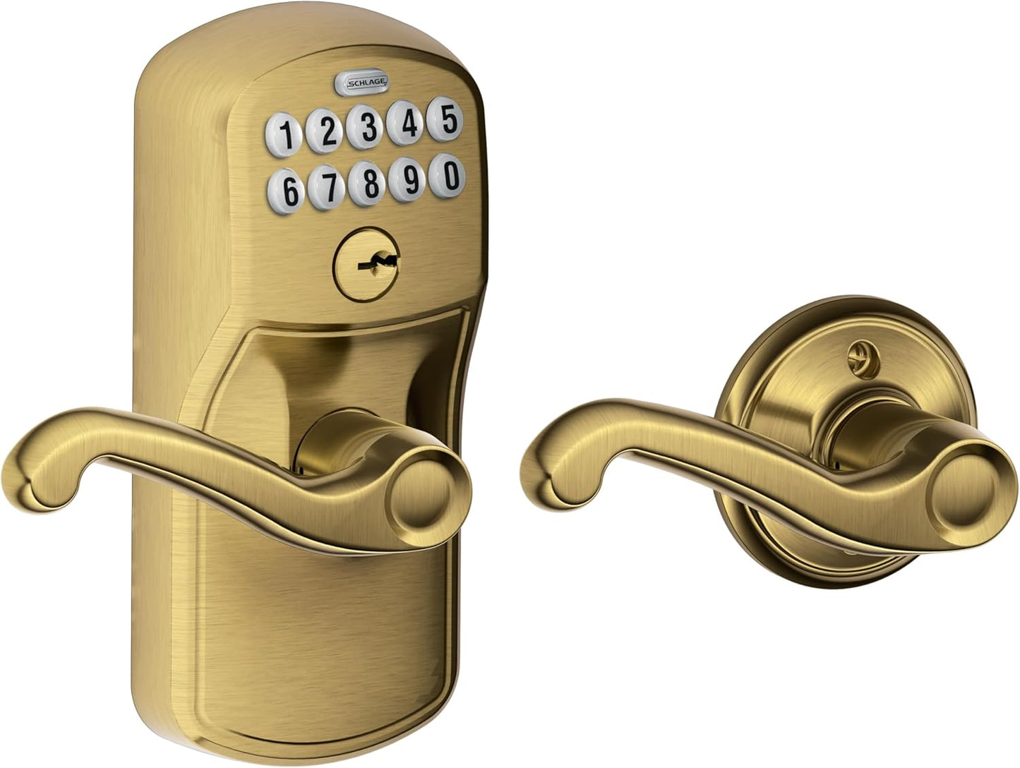 SCHLAGE FE575 PLY 626 ELA Plymouth Keypad Entry with Auto-Lock and Elan Levers, Brushed Chrome
