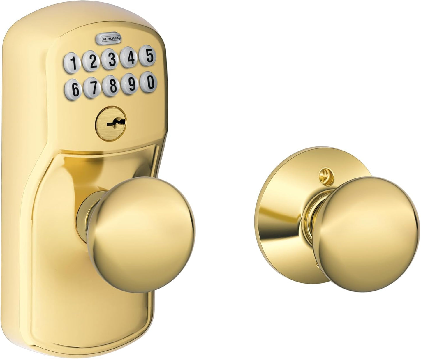 SCHLAGE FE575 PLY 626 ELA Plymouth Keypad Entry with Auto-Lock and Elan Levers, Brushed Chrome
