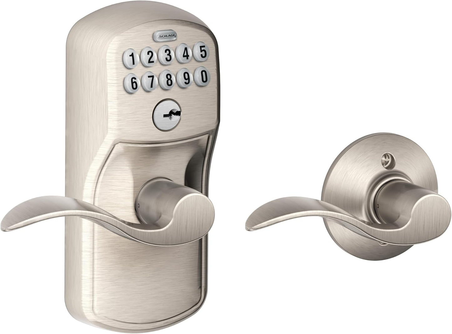SCHLAGE FE575 PLY 626 ELA Plymouth Keypad Entry with Auto-Lock and Elan Levers, Brushed Chrome
