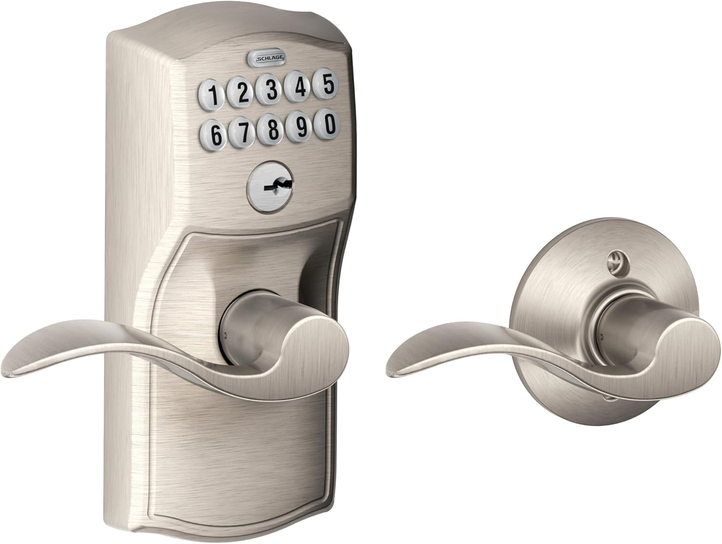 SCHLAGE FE575 PLY 626 ELA Plymouth Keypad Entry with Auto-Lock and Elan Levers, Brushed Chrome