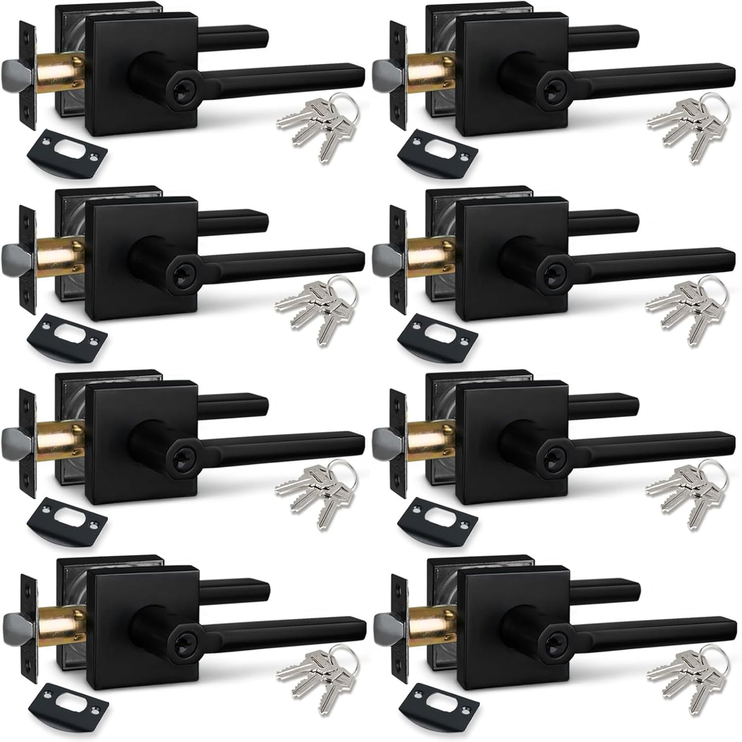 NEWBANG (6Pack) Bed/Bath Room Door Lever for Privacy Bathroom and Interior Door Door Lock Handle in Aged Matt Black, HD1601-DB-BK-6P