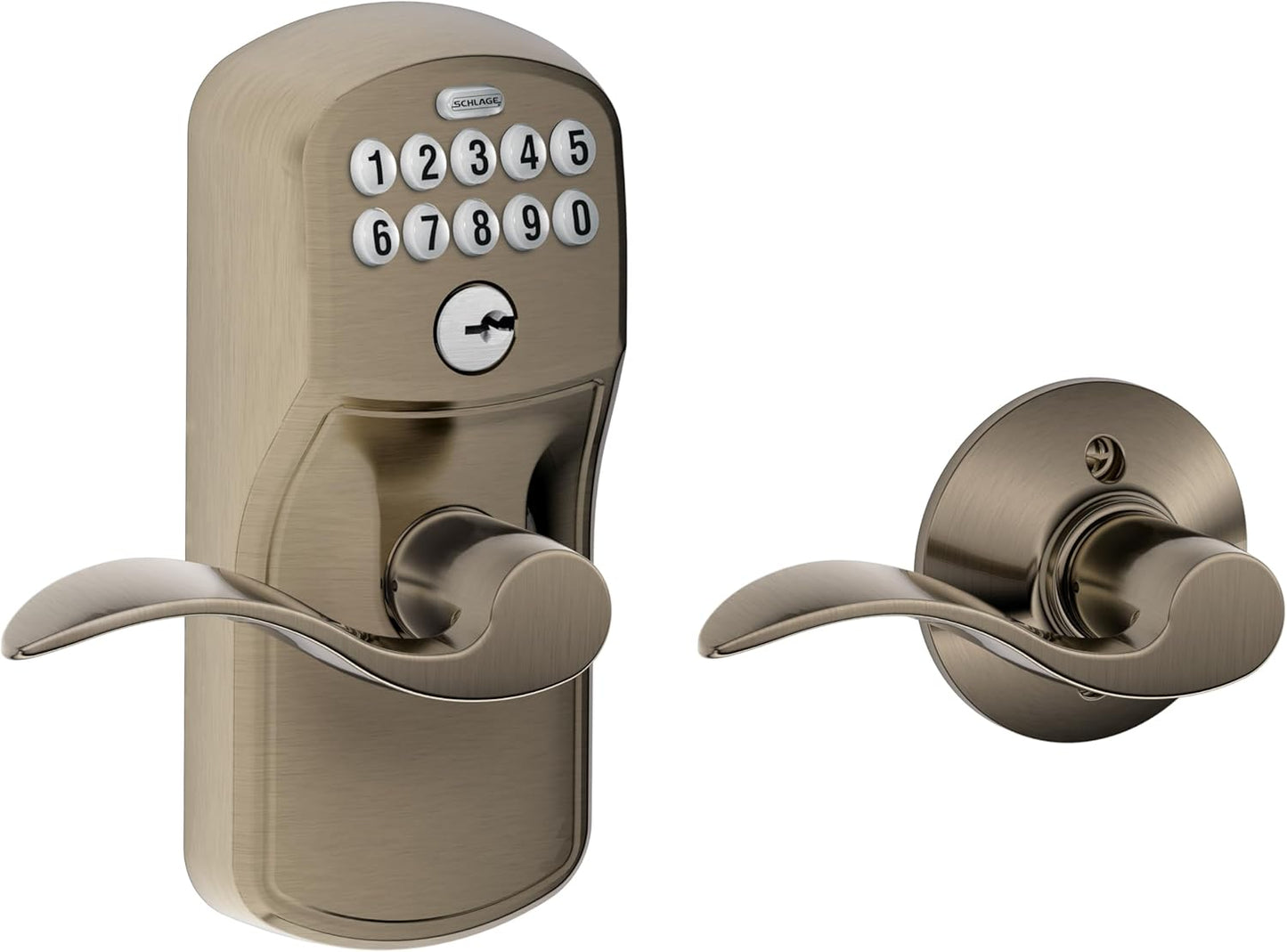 SCHLAGE FE575 PLY 626 ELA Plymouth Keypad Entry with Auto-Lock and Elan Levers, Brushed Chrome