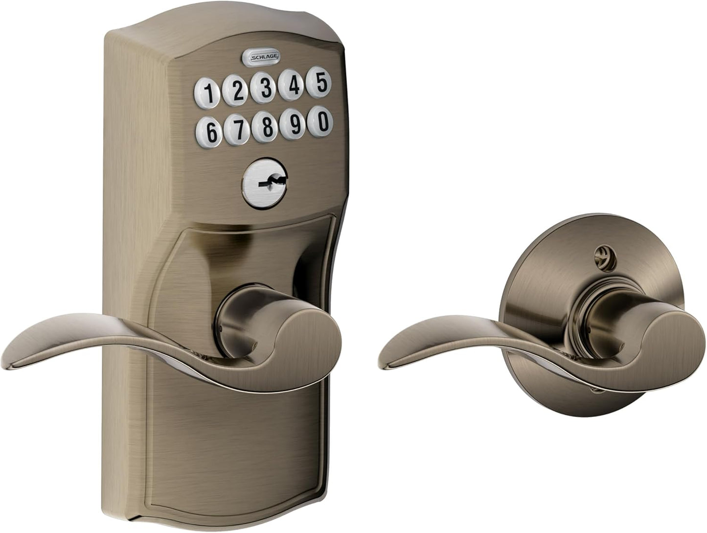 SCHLAGE FE575 PLY 626 ELA Plymouth Keypad Entry with Auto-Lock and Elan Levers, Brushed Chrome