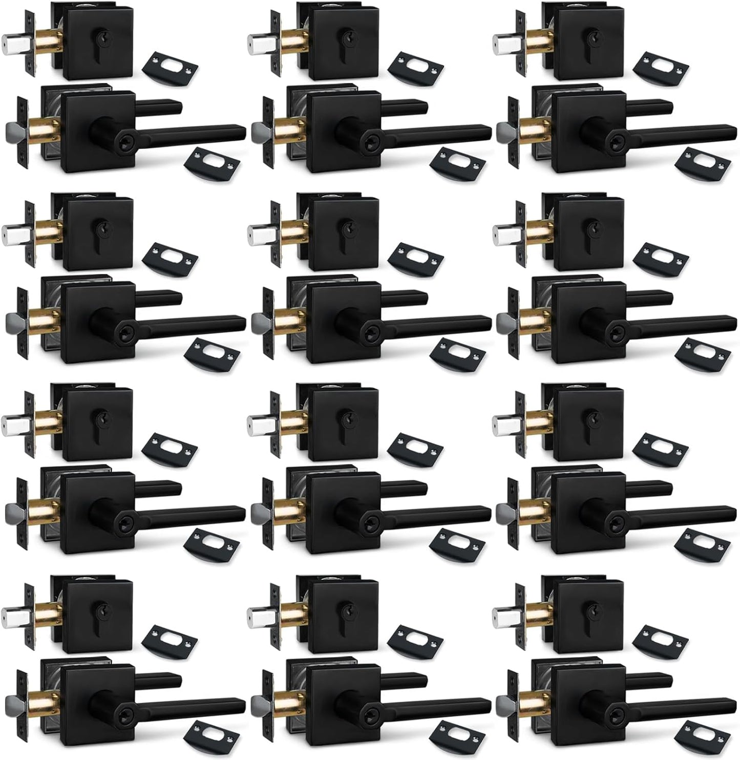 NEWBANG (6Pack) Bed/Bath Room Door Lever for Privacy Bathroom and Interior Door Door Lock Handle in Aged Matt Black, HD1601-DB-BK-6P