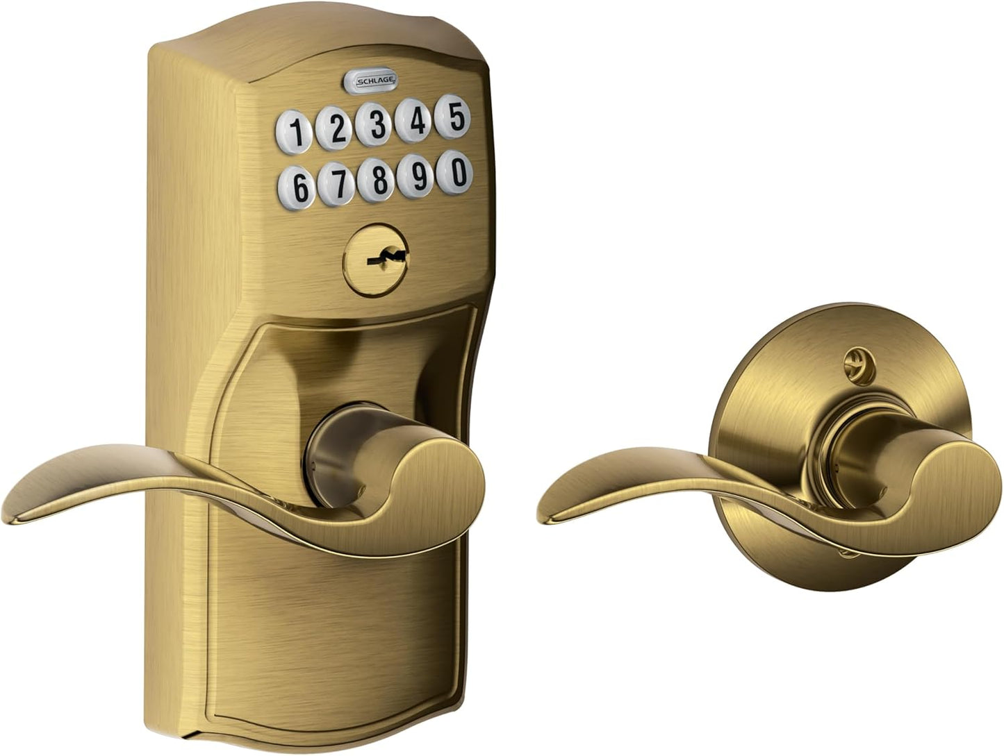 SCHLAGE FE575 PLY 626 ELA Plymouth Keypad Entry with Auto-Lock and Elan Levers, Brushed Chrome