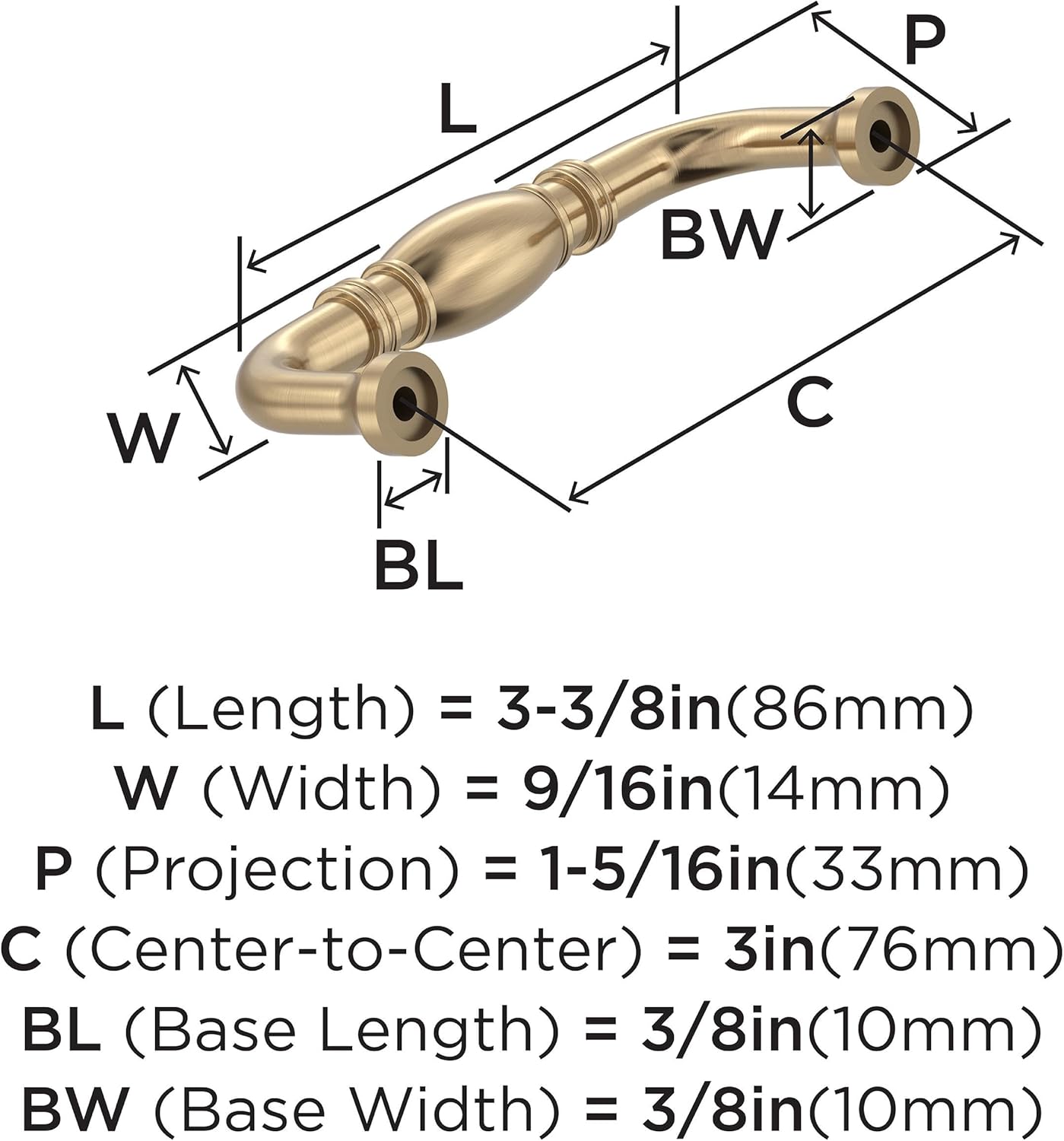 Amerock Granby 3 inch (76mm) Center-to-Center Champagne Bronze Cabinet Pull - 10 Pack