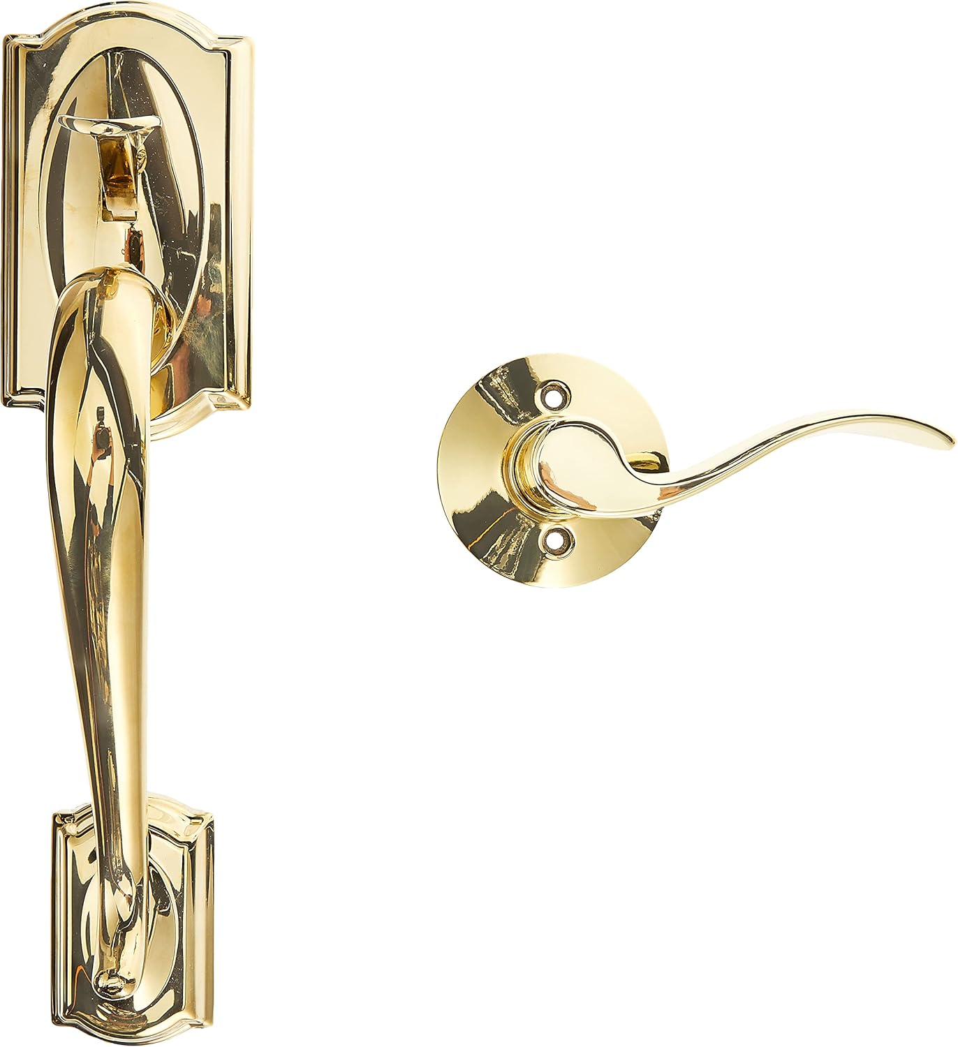 Schlage FE285 CAM 716 GEO Camelot Front Entry Handleset with Georgian Knob, Lower Half Grip, Aged Bronze