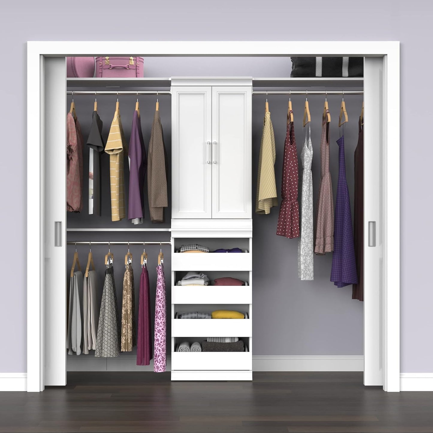 ClosetMaid Modular Storage Pair Set, Wood Closet Organizer, Shaker Style, Add On Accessory for Shelf Units, White, Solid 2-Door Kit